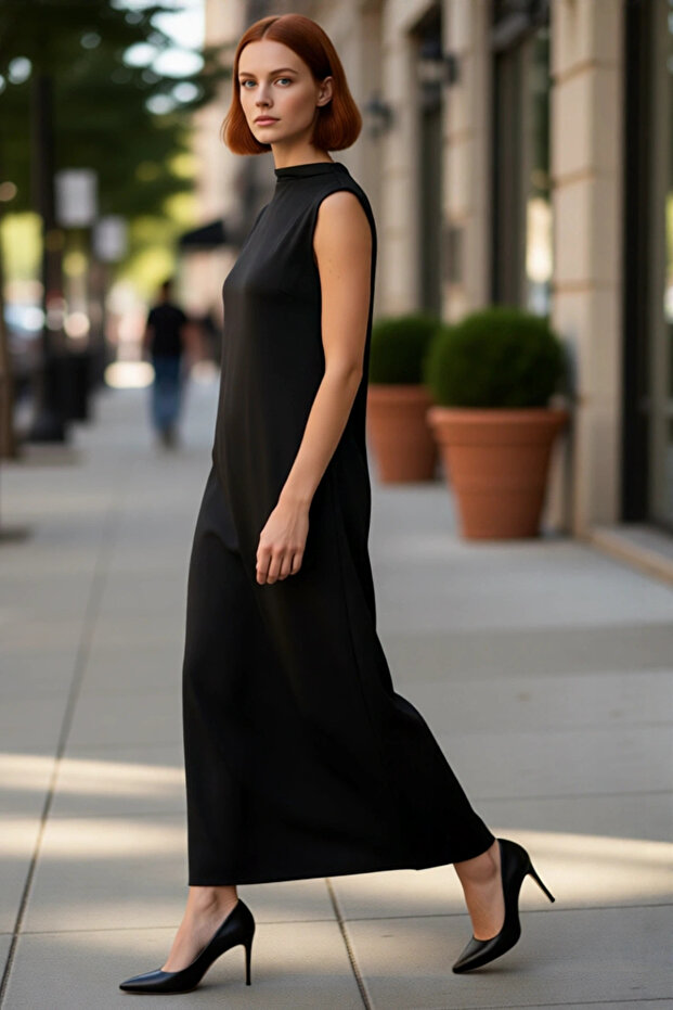 Straight Diver Sleeveless Maxi Shift Dress for Women Offers Modern and Comfortable Elegance