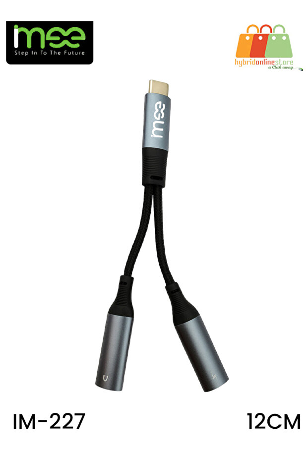 محول صوت IM-227 ثنائي النوع C بطول 12 سم | كابل شحن ومحول صوت 2 في 1