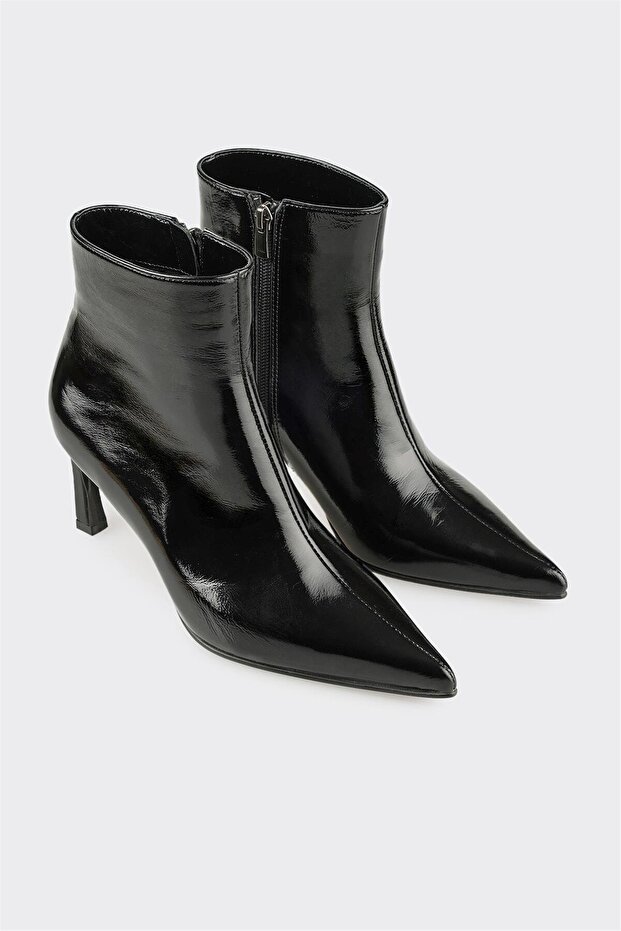 Siyah Deri Kadın Klasik Bot - 2