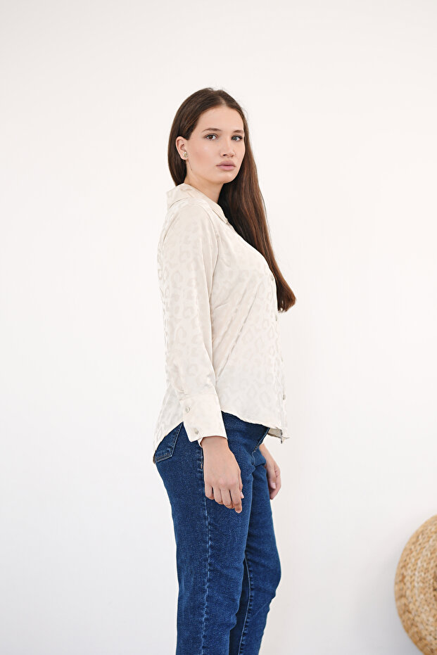 Self-Patterned Satin Shirt - 3