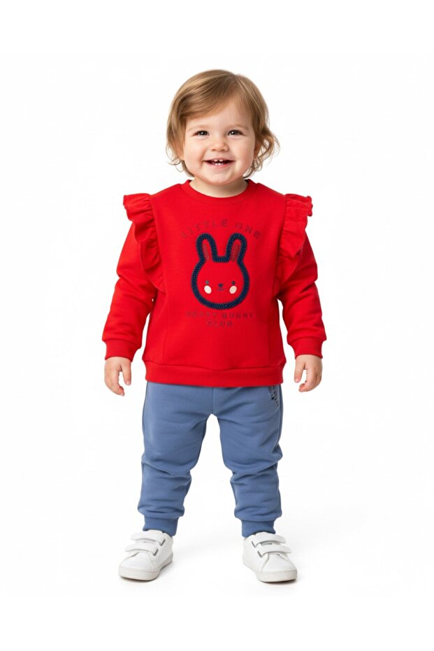 Baby Girl Transitional 6-9-12-18-24 Months Old Rabbit Printed Top and Bottom Stylish Set