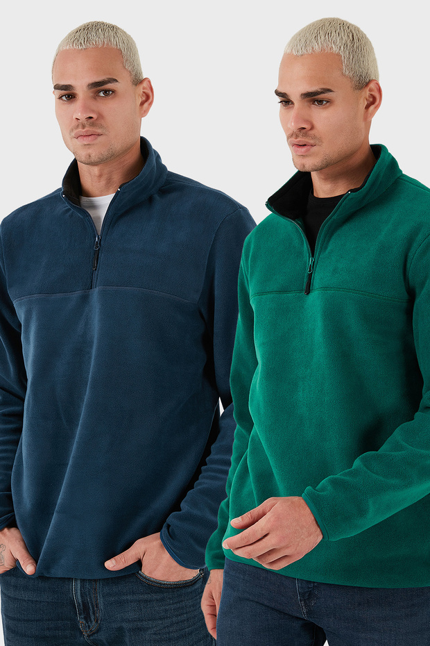 Regular Fit Anti-Pilling Non-Pilling Mock Neck Fleece-Lined 2-Pack Fleece Men's Polar 58