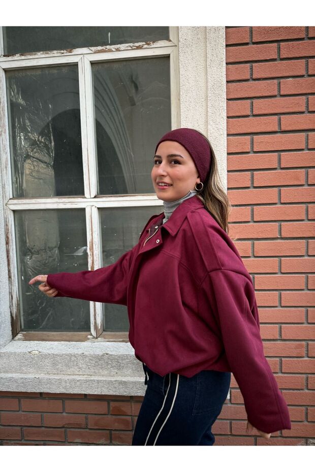 Süet Oversize lüx soft Bomber Ceket - 3