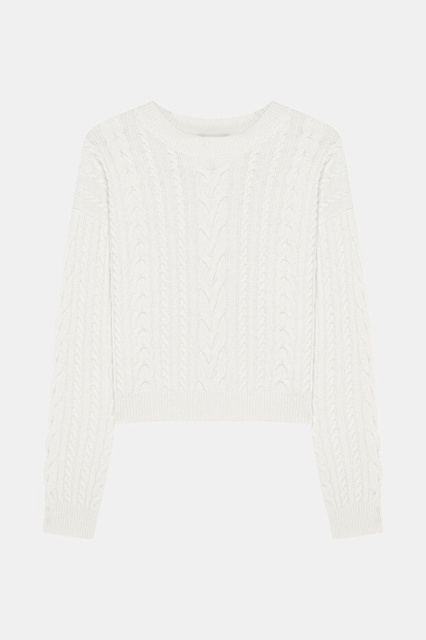 EKRU ÖRGÜ DESEN TRİKO - 1