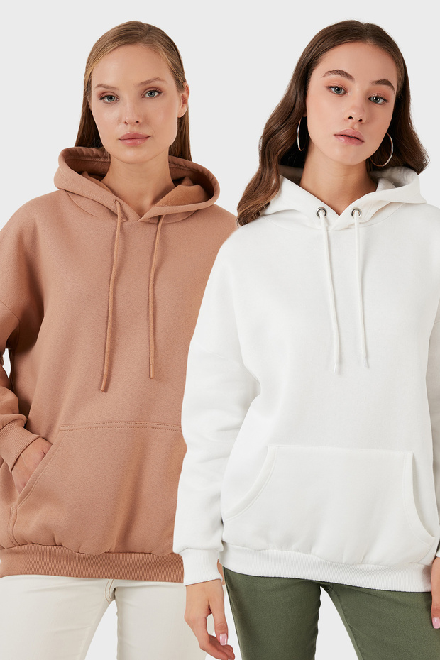 Regular Fit Cotton Hooded Collar Fleece-Lined Winter 2-Pack Sweat Sweat 5863854S2