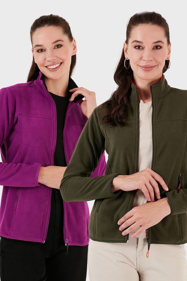 Slim Fit Anti-Pilling Non-Pilling Zippered Pocket Cardigan 2' Li Pack Polar Polar 590