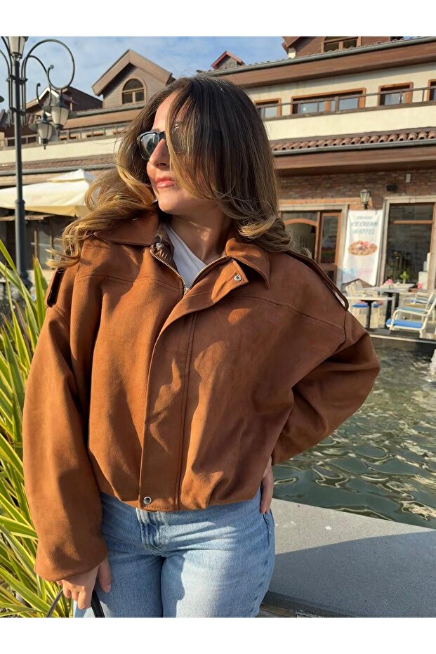 سترة من جلد الغزال قصة فضفاضة فاخرة وناعمة - 3