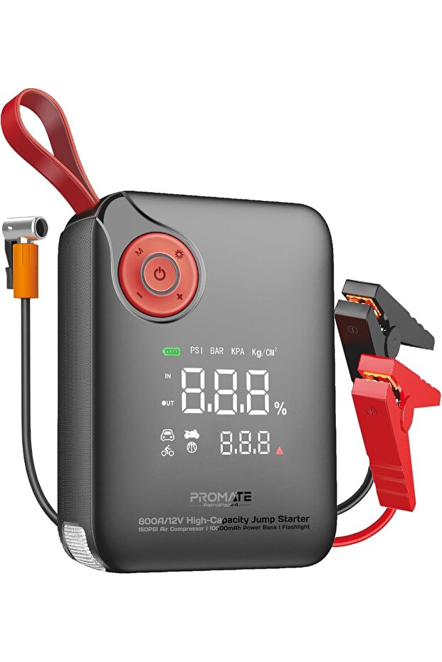 800A Car Jump Starter with 150PSI Air Compressor & 10000mAh Power Bank
