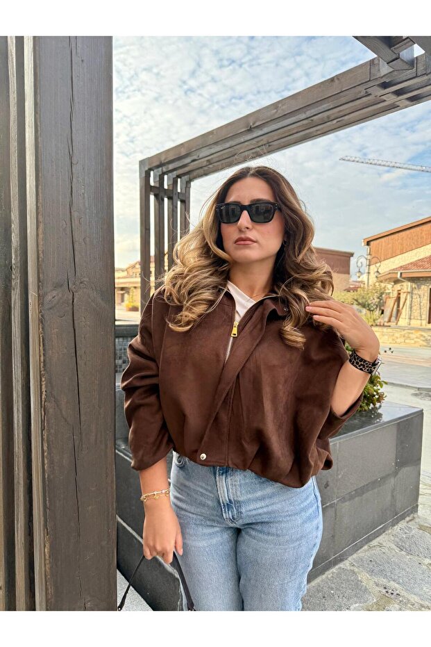 سترة من جلد الغزال قصة فضفاضة فاخرة وناعمة - 5