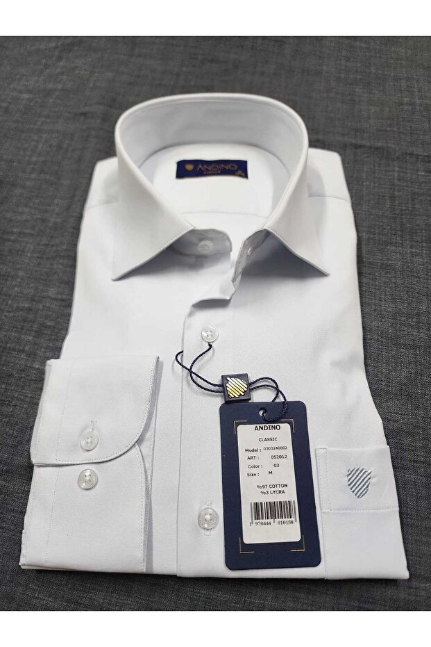 Classic Ice Blue Pocket Men's Shirt Stretch Fabric with a Loose Fit Structure Ac052012-03