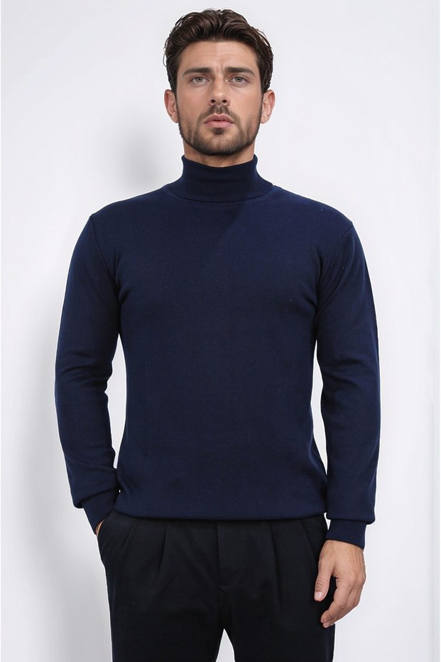 Tam Balıkçı Navy Blue Knit Sweater