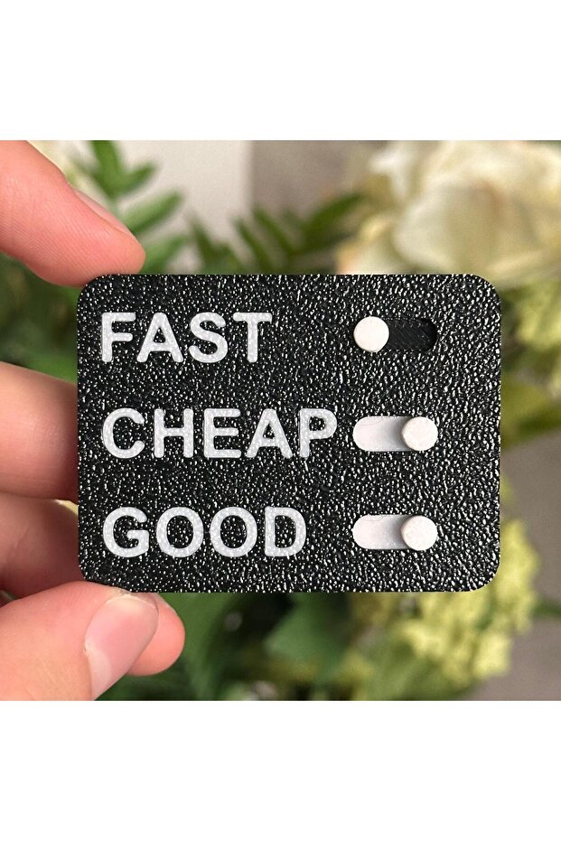 "Good-Fast-Cheap", obiect printat 3D