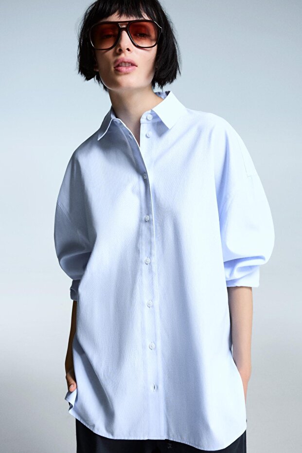 Oversize poplin gömlek - 3