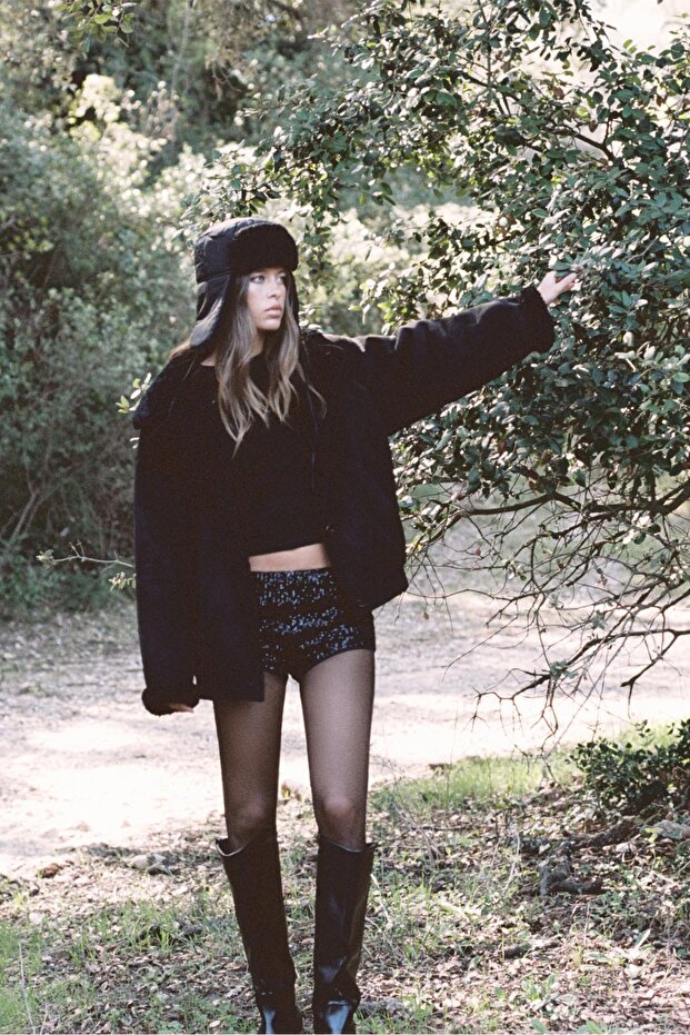 Pullu mini şort - 4