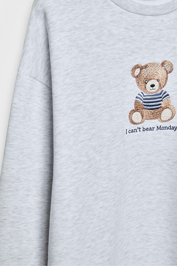 Ayıcık işlemeli sweatshirt - 8