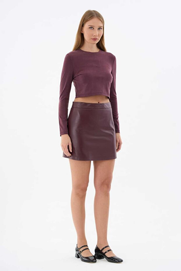 Deri Etek Bordo - 2