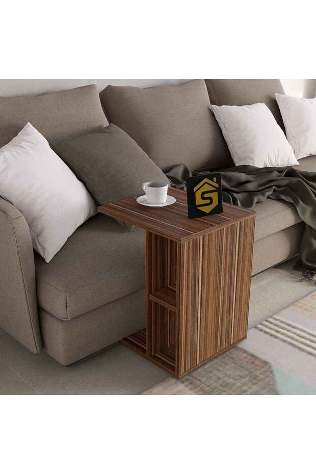 Serving table with wheels, brown - 1