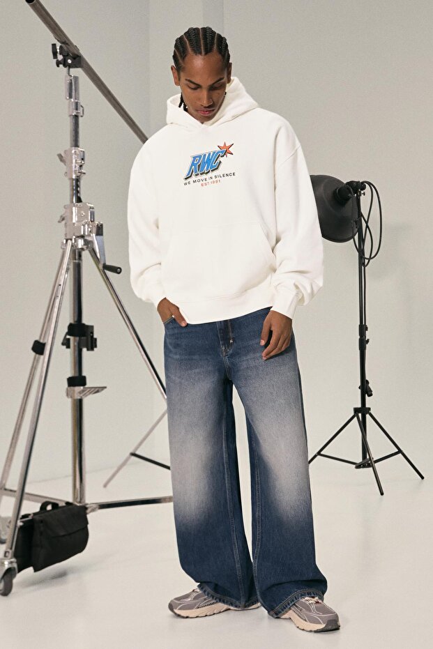 Baskılı kapüşonlu sweatshirt - 4