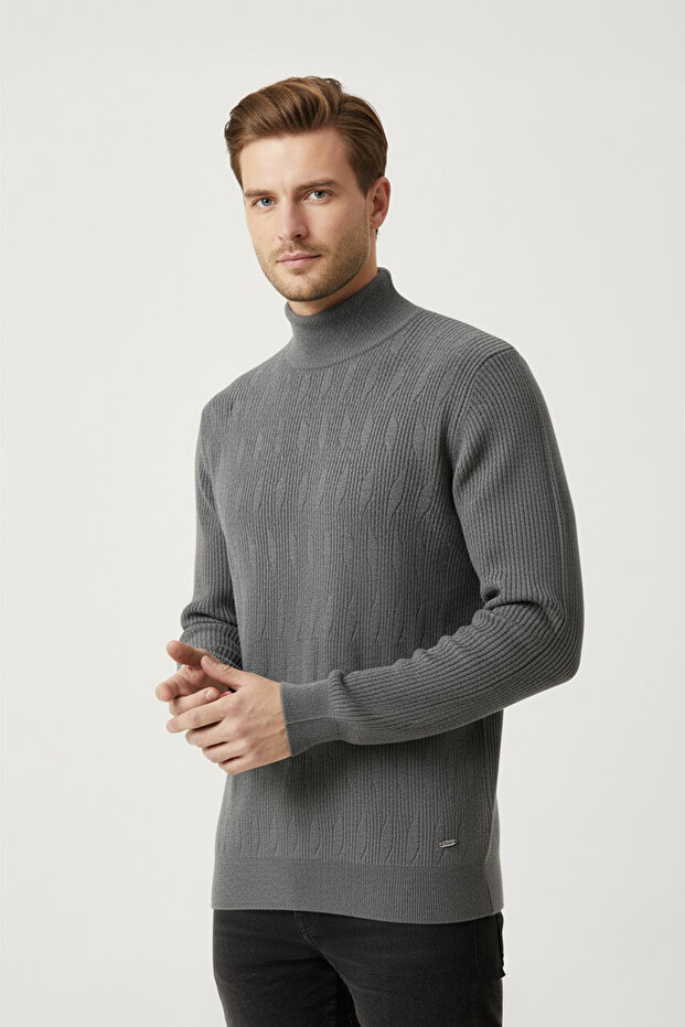 سترة رجالية بنمط ياقة الصياد نصف دائرية - 1