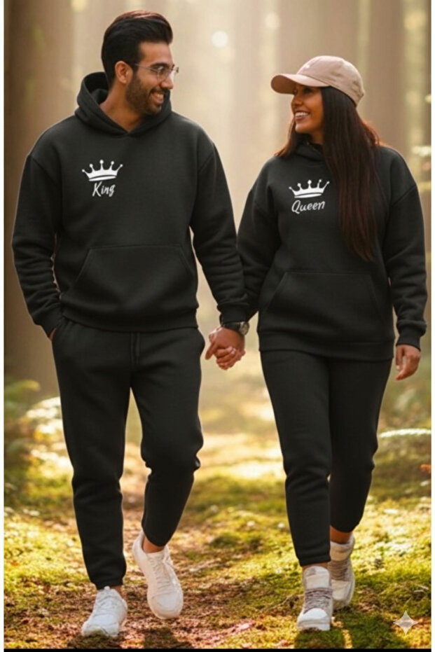 Dear Lover Combination Hooded Sweatshirt and Pants Set (2 Sets 4 Pieces) Oversized Sweatpants Boyfriend