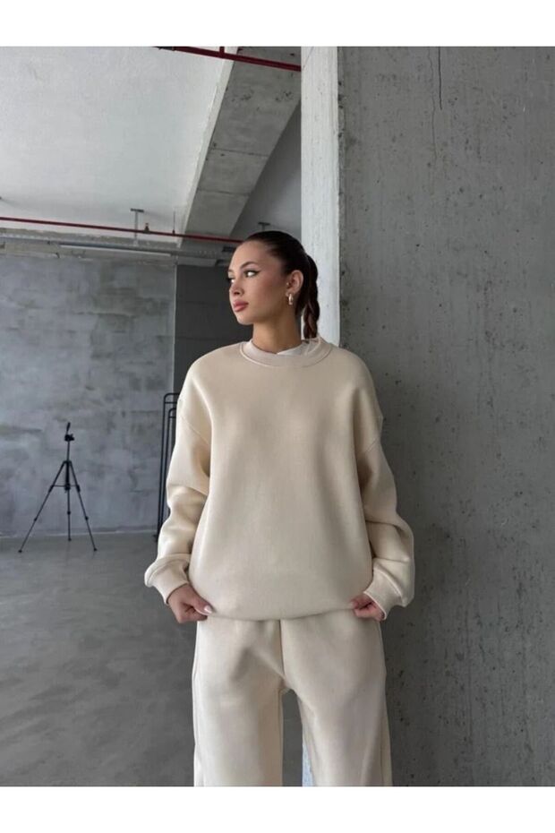 OVERSİZE BASİC SWEATSHIRT İÇİ ŞARDONLU - 1