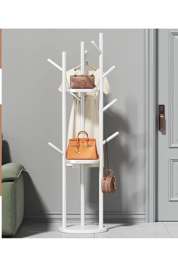 Modern and elegant design clothes hanger and rack - height 170 cm, white color - 1