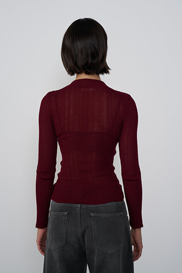 Transparent Turtleneck Blouse - 4