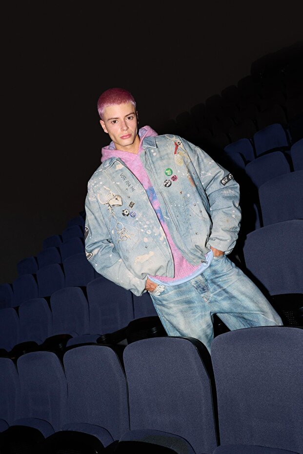 Baskılı denim ceket - 3