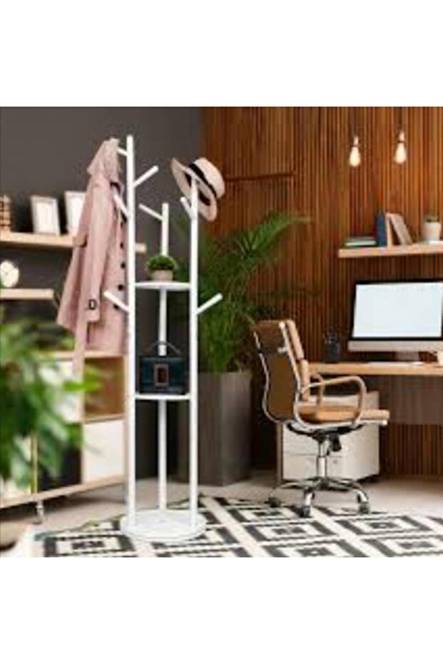 Modern and elegant design clothes hanger and rack - height 170 cm, white color - 6