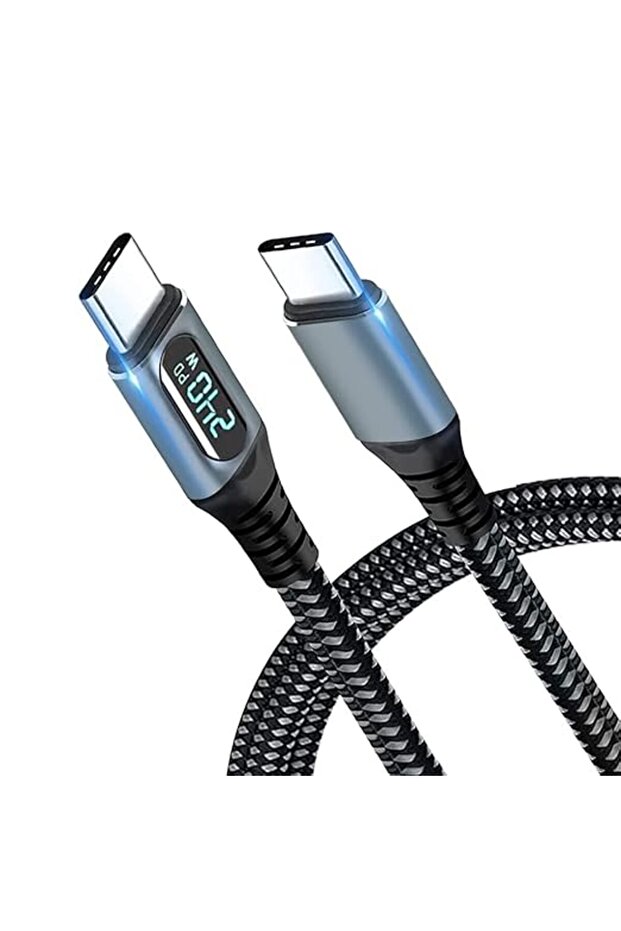 هاسثيب كيبل USB-C للشحن السريع 240 واط مع شاشة LED، 8K @60Hz 40Gbps لنقل البيانات، متوافق مع ايفون 1
