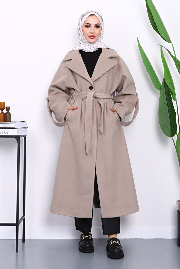 Mink Fur Trimmed Lined Cashmere Coat
