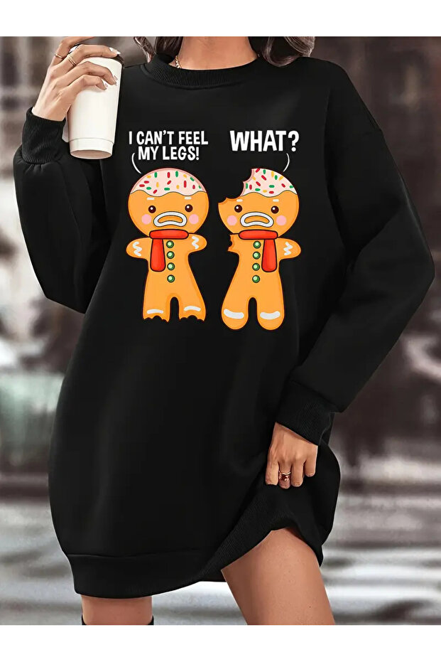Women's Gingerbread Printed Fleece Sweatshirt Dress