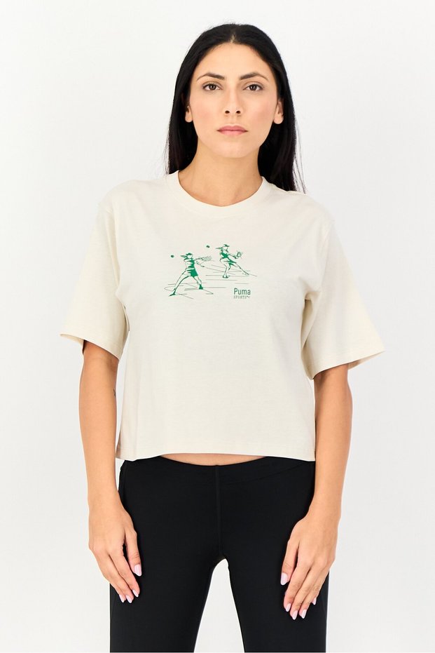 Women Sportswear Fit Short Sleeve Outdoor T-Shirt, Beige