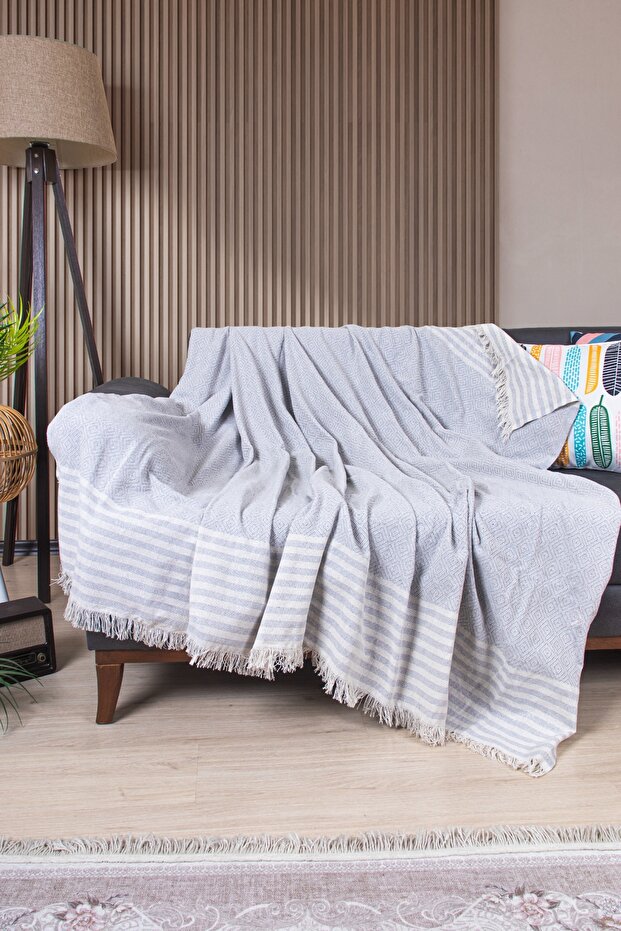 Cotton Tufted Diamond Patterned Sofa Cover 170X210 cm | Decorative Sofa, Bed and Tv Cover
