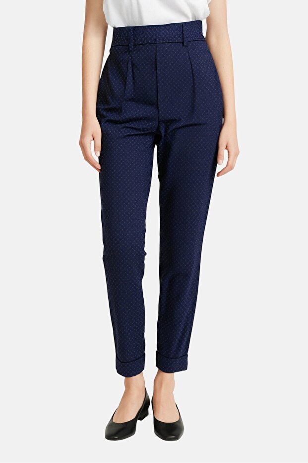 Women Cigarette Fit Mircodot Chino Pants, Multicolor