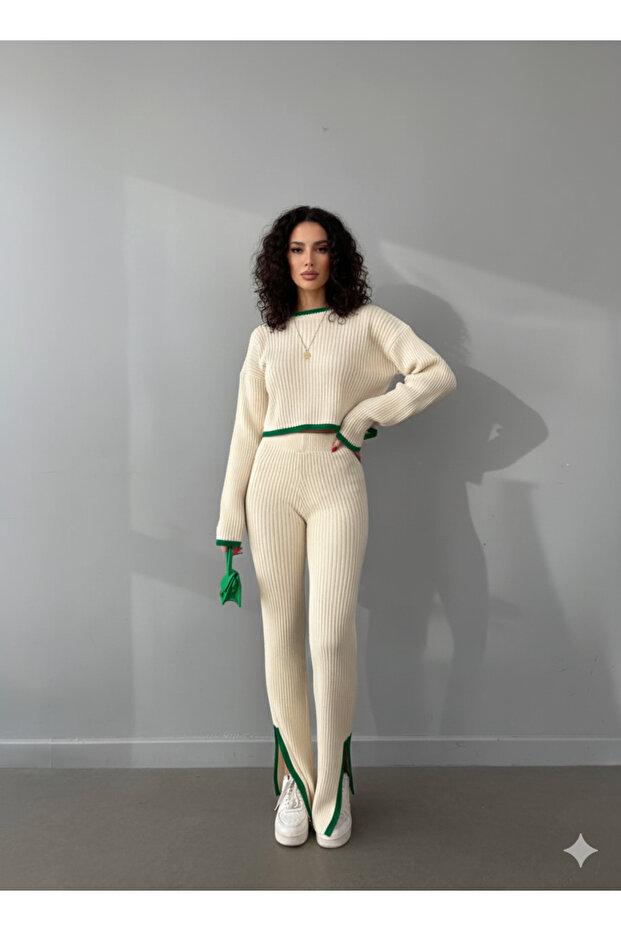 Women's Corded Fabric Raw Hem Viral Knit Set