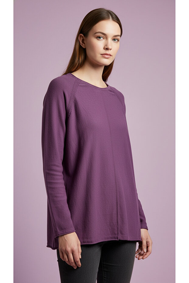 100% Organic Cotton Purple Oversized Thin Knit Sweater