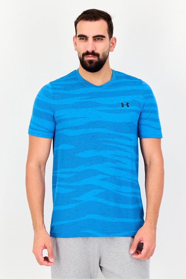 Men Fitted Short Sleeve Training T-Shirt, Blue