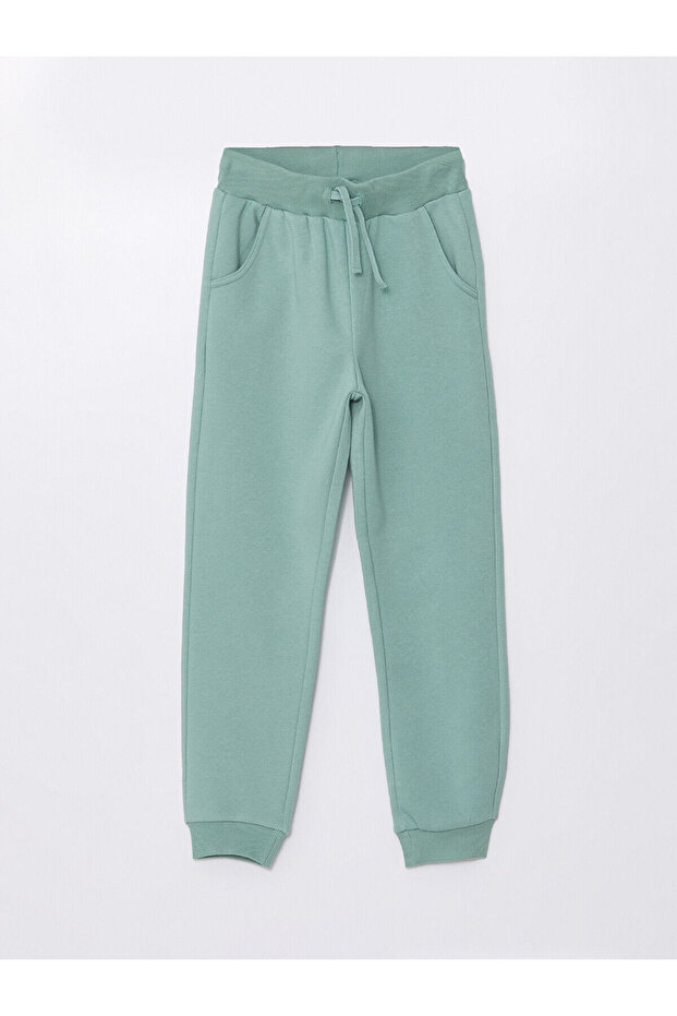 LCW Kids Yeşil Beli Lastikli Kız Çocuk Kalın Jogger Eşofman Altı W54278Z4 - 1