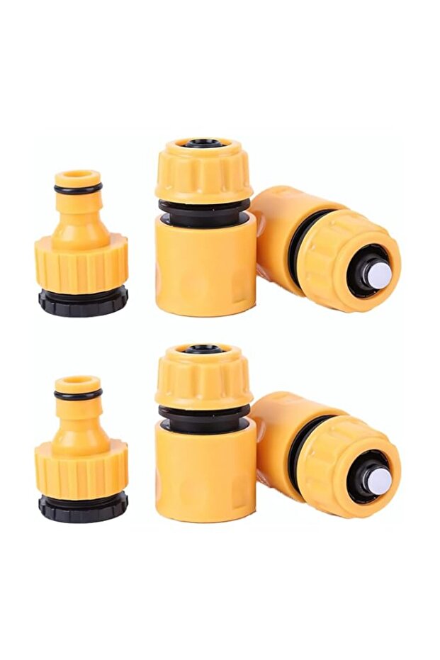 Plastic Hose Connector, 6pcs Quick Connect Hose End Connector Kit for Water Gun and Pipe(Yellow)