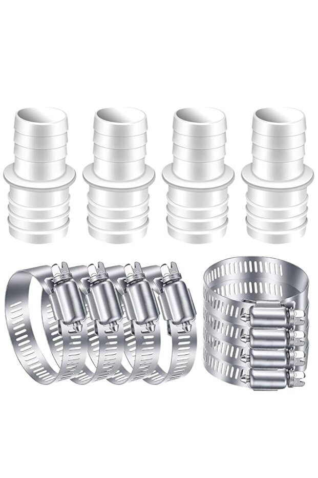 Mesen Pool Hose Connector Kit, 4pcs Hose Jointer with 8pcs Hose Clamps, 32-38 mm Double Nozzle Pool - 1