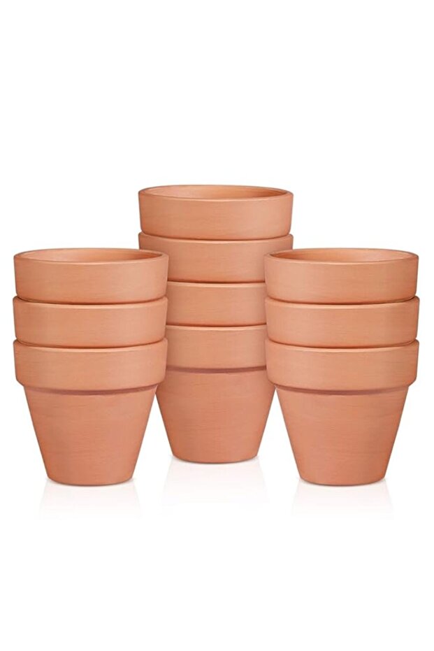 Terracotta Small Mini Ceramic Pottery Clay Pots- 10 Pieces