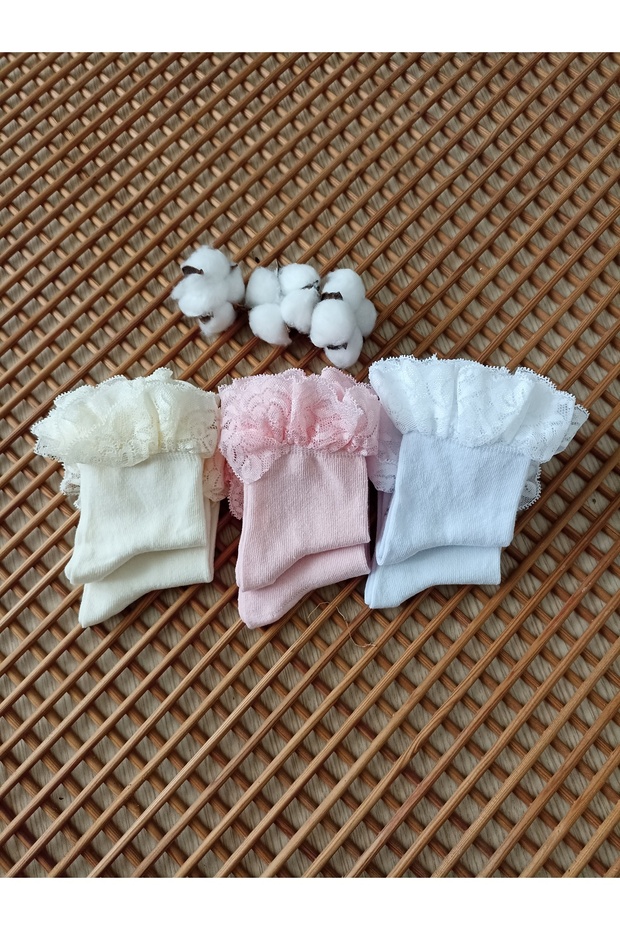 Lace Combed Cotton Toe Stitch-Free Pack of 6 Girls' Socks
