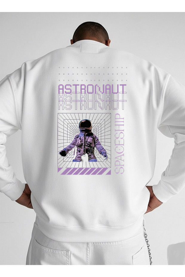Unisex Oversized Crew Neck Sweatshirt Astronaut Printed