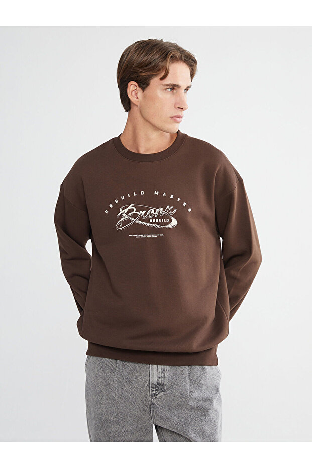 Peak New Season Crew Neck Printed Thick Men's Sweatshirt