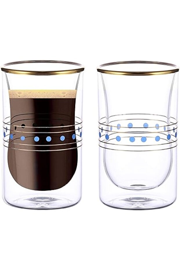 Double Wall Estikana Glass Tumbler Set of 2 100ml Suitable for Coffee and Tea