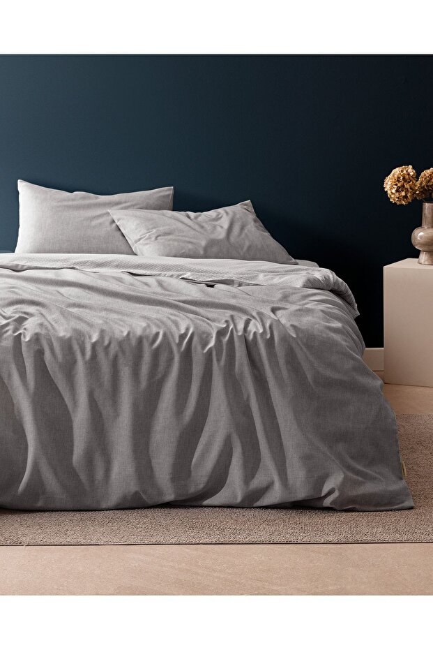Delrico Double Cotton Printed Duvet Cover Set - Gray