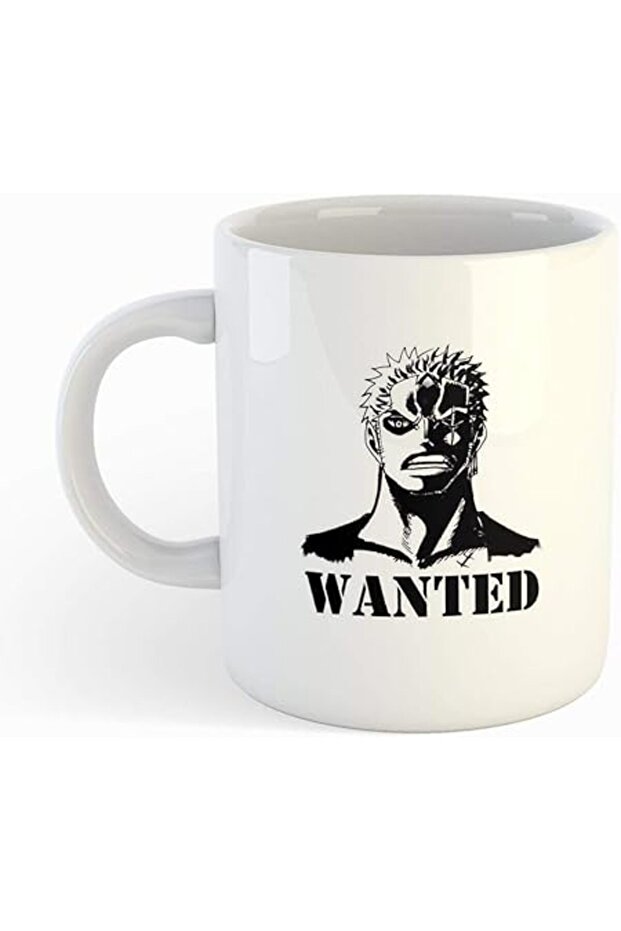 White Mug with One Piece Zoro Wanted 2 Design Printing