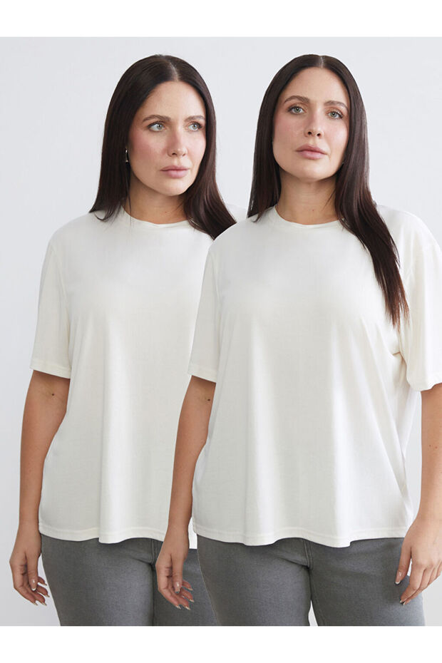 Uzg Store for Style Seekers Plus Size Zero Roba Collar Women's T-Shirt 2-Pack