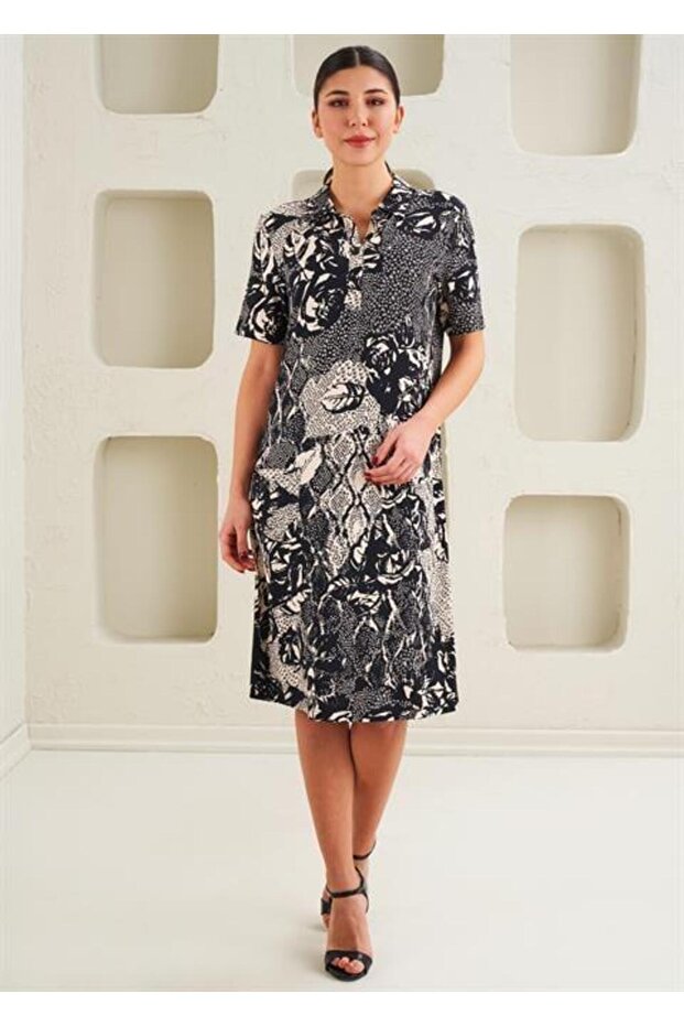 Kadın Örme Viskon Elbise - 45273 - 5